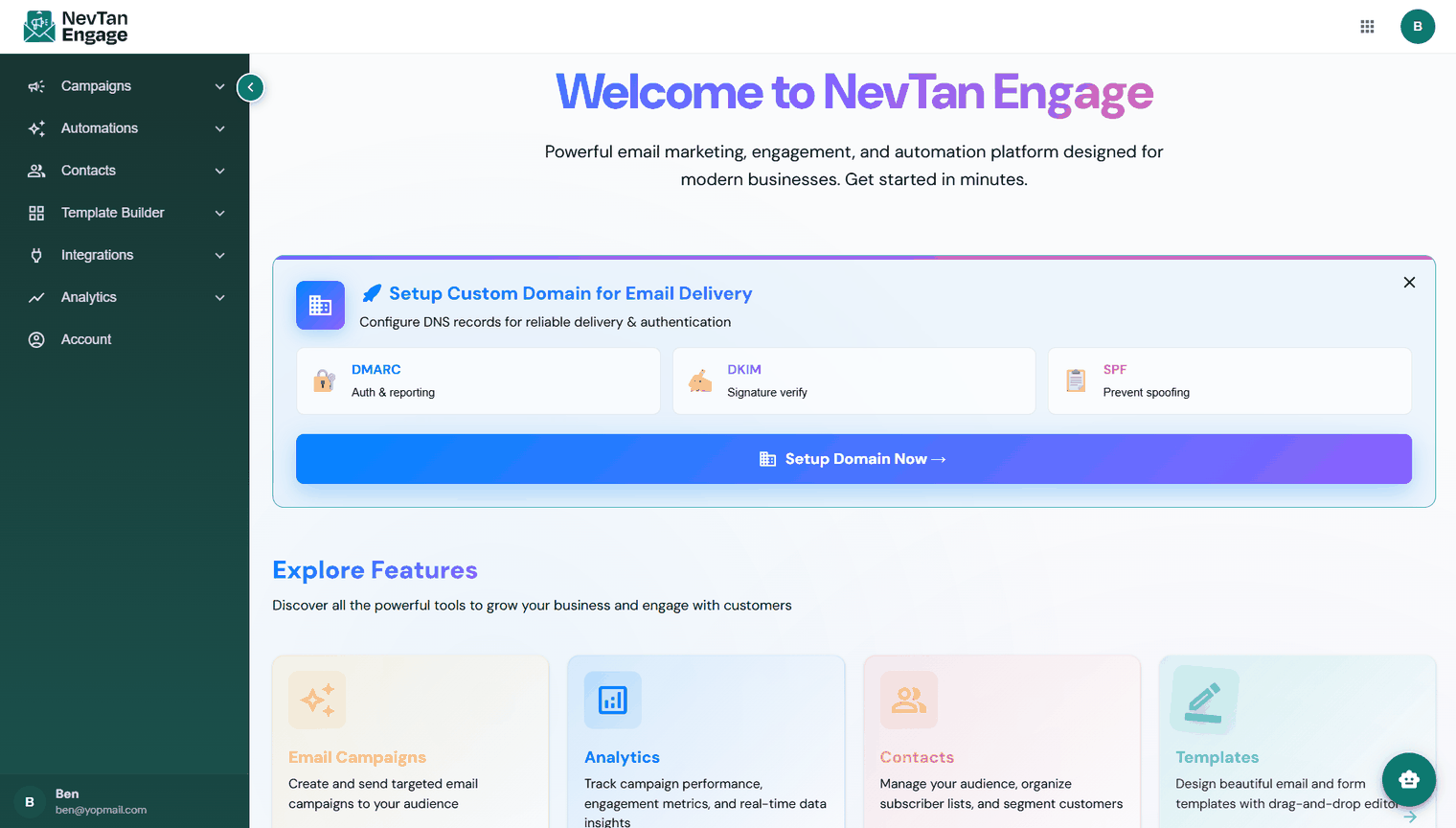 The Engage sidebar with every group expanded